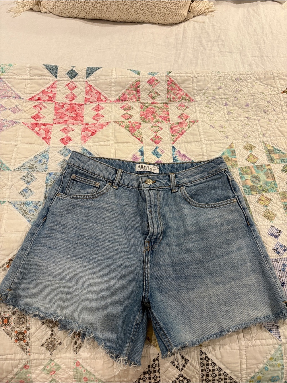 Primark Light Blue Frayed Hem Denim Shorts